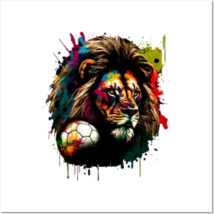 Africa Lion Sports Player Soccer Futball Football - Graphiti Art Graphic Trendy Holiday Gift Posters and Art